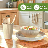 36-Piece Wheat Straw Dinnerware Sets for 6, Farielyn-X Unbreakable Reusable Set Kitchen Cups, Plates, Bowls Sets & Cultery Dishwasher Microwave Safe - Patio, Outdoors, RV, Camping Dishes