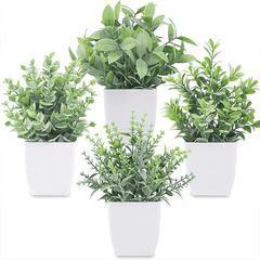 Der Rose 4 Pack Fake Plants Mini Artificial Greenery Potted Plants for Home Decor Indoor Office Table Room Farmhouse Bathroom Decor