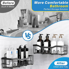 Adhesive Shower Caddy, 5 Pack Rustproof Stainless Steel Bath Organizers With Large Capacity, No Drilling Shelves for Bathroom Storage & Home Decor