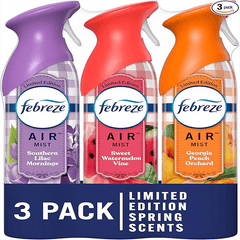 Febreze Air Mist Air Freshener Spray, Odor-Fighting Room Spray for Home, Bathroom and Kitchen, Aerosol Can, Southern Lilac Mornings, Georgia Peach Orchard, Sweet Watermelon Vine Scent, 8.8oz, 3 Count
