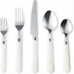 CAROTE 20Pcs Silverware Set, Stainless Steel Flatware Set with White Handle, Dining Tableware Cutlery Set for 4, Utensil Sets for Home Restaurant, Mirror Polished Spoon and Fork Set, Dishwasher Safe